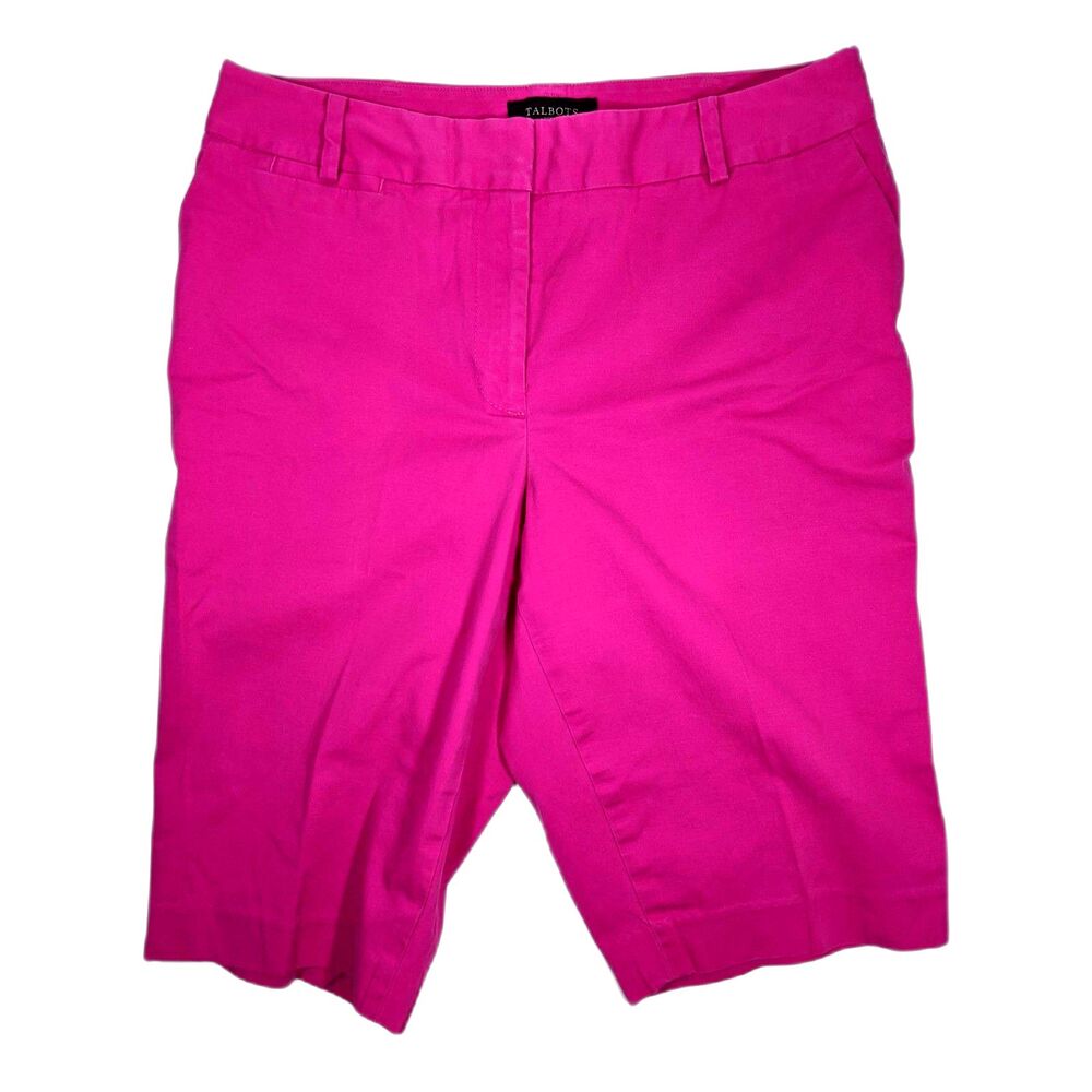 Talbots Extra Long Shorts Barbiecore Pink 12" Inseam Size 12W Cottagecore Preppy